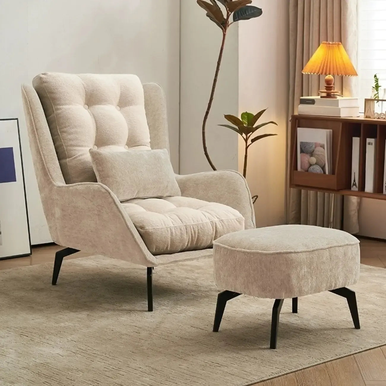 Modern Velvet Wingback Accent Chair for Living Room