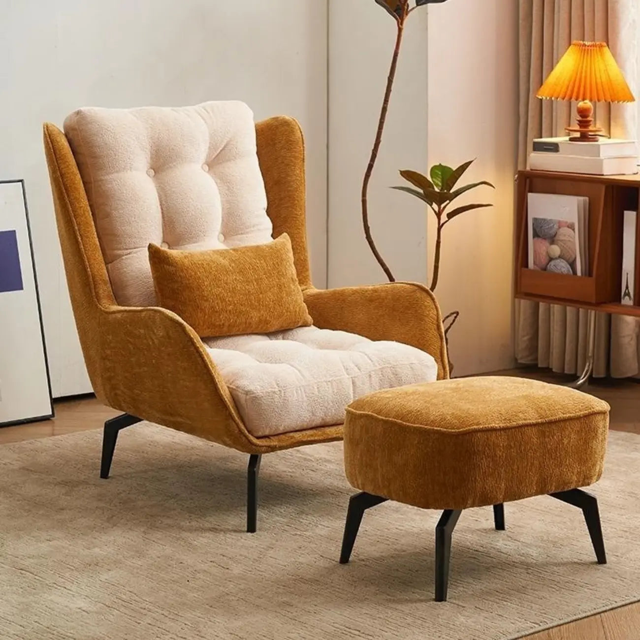 Modern Velvet Wingback Accent Chair for Living Room
