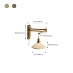 Vintage Wooden Swing Arm Wall Light with Ceramics Shade