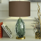 Modern Green Glass Table Lamp with Fabric Shape