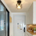 Industrial Black LED Semi Flush Ceiling Light for Hallway