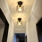 Industrial Black LED Semi Flush Ceiling Light for Hallway