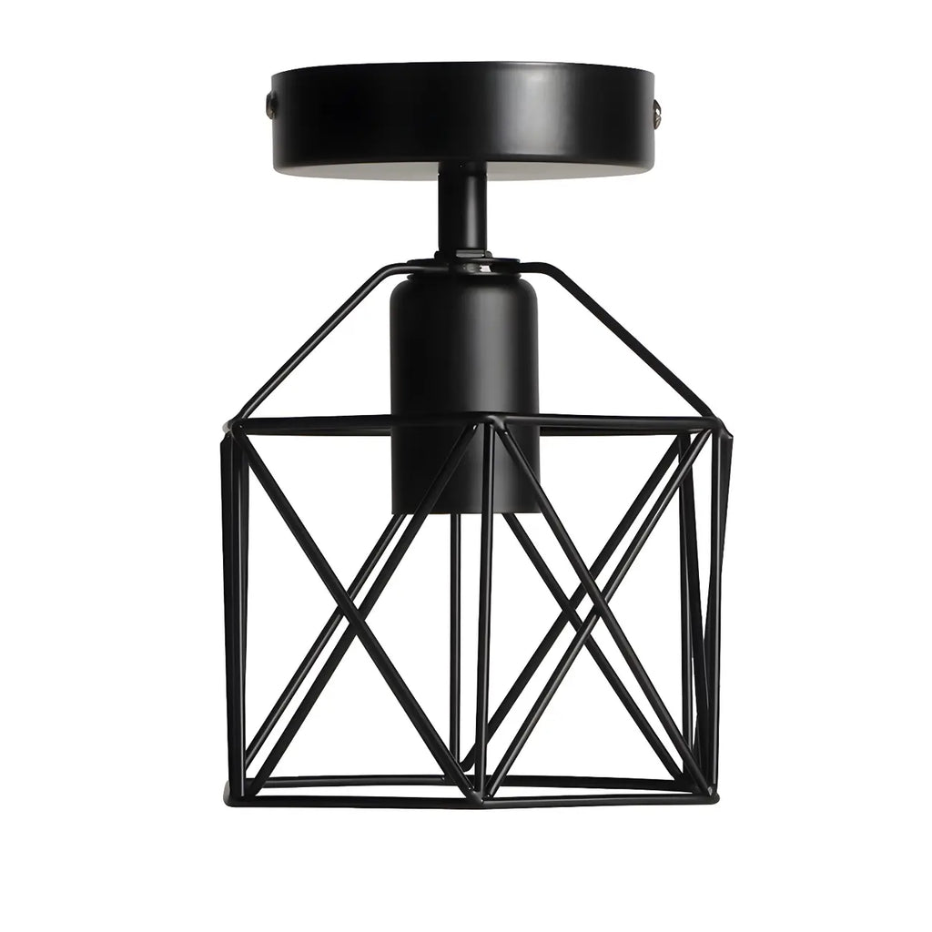 Industrial Black LED Semi Flush Ceiling Light for Hallway