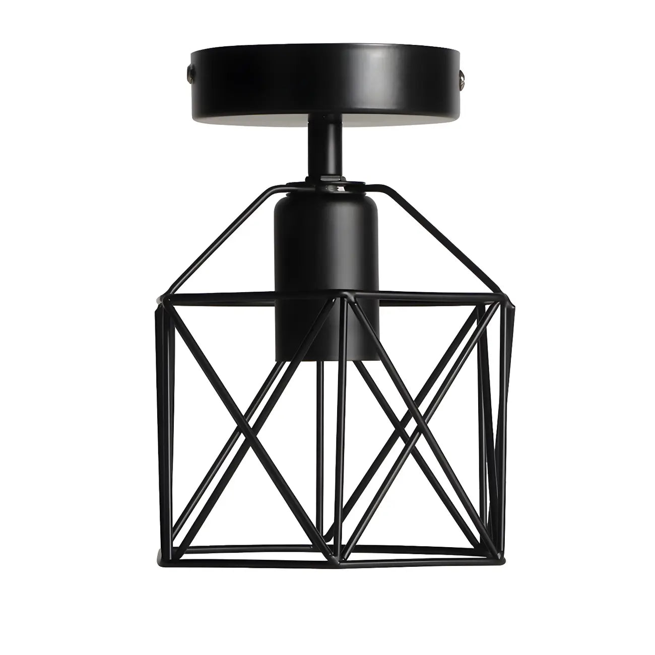 Industrial Black LED Semi Flush Ceiling Light for Hallway