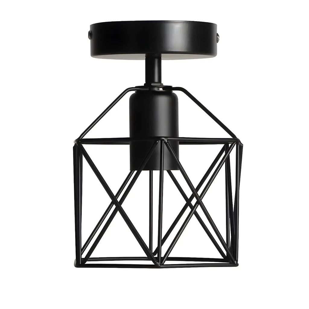 Industrial Black LED Semi Flush Ceiling Light for Hallway