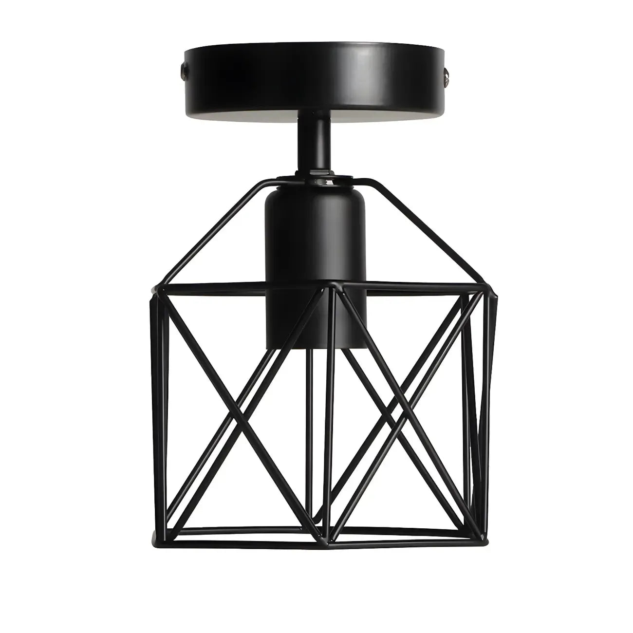 Industrial Black LED Semi Flush Ceiling Light for Hallway