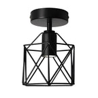 Industrial Black LED Semi Flush Ceiling Light for Hallway