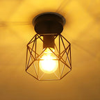 Industrial Black LED Semi Flush Ceiling Light for Hallway