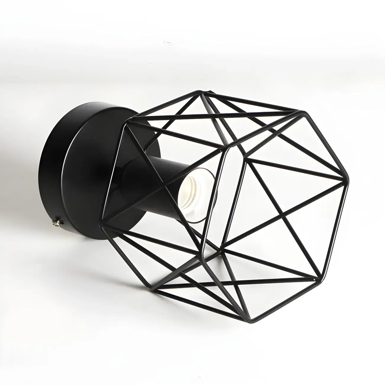 Industrial Black LED Semi Flush Ceiling Light for Hallway