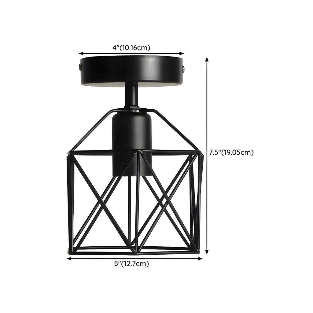 Industrial Black LED Semi Flush Ceiling Light for Hallway