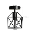 Industrial Black LED Semi Flush Ceiling Light for Hallway