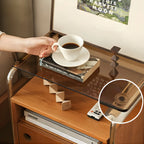 Natural Finish Narrow Glass-Top Light Wood Nightstand