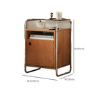 Natural Finish Narrow Glass-Top Light Wood Nightstand