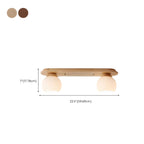 White Globe Glass Natural Wood Flush Mount Ceiling Light