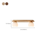 White Globe Glass Natural Wood Flush Mount Ceiling Light