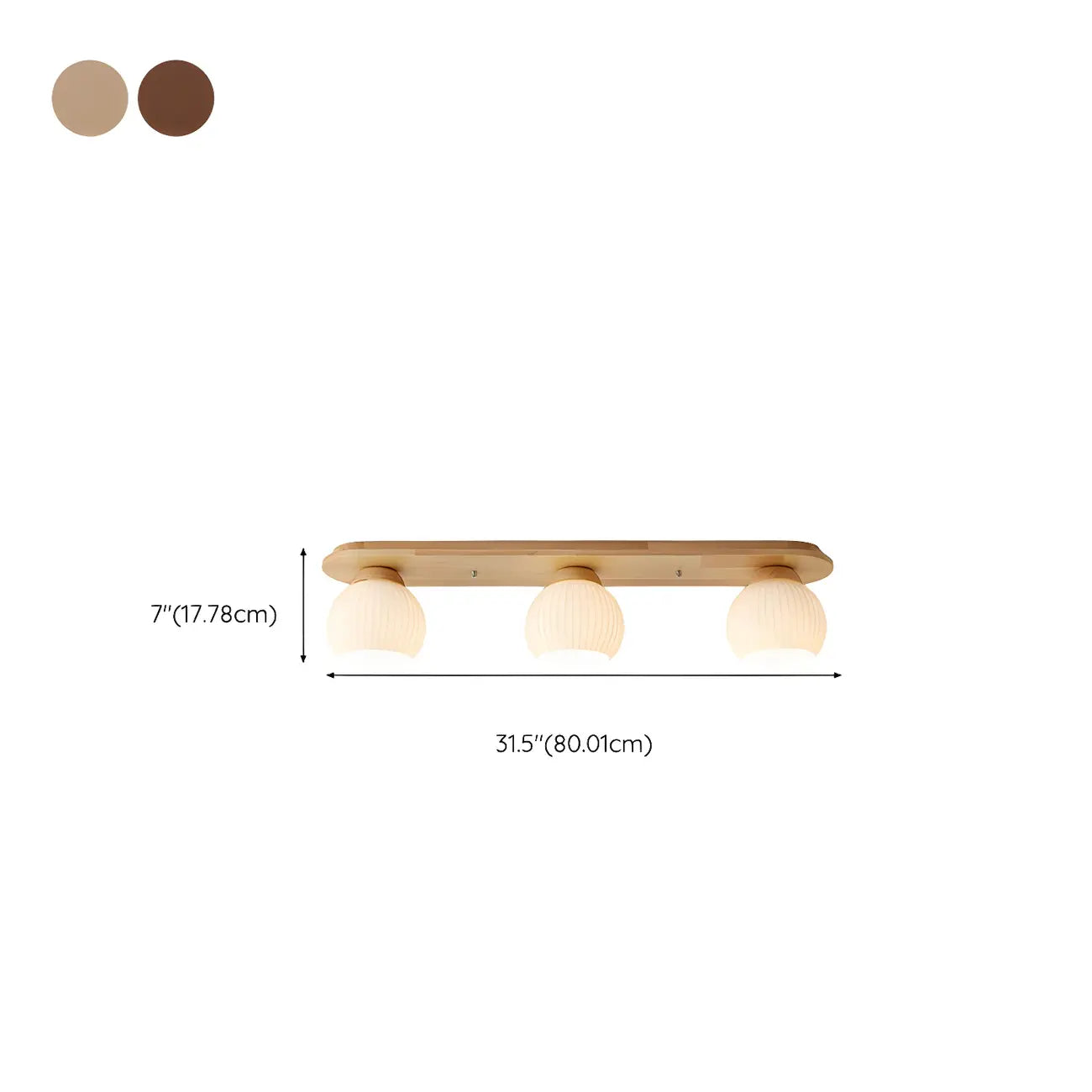 White Globe Glass Natural Wood Flush Mount Ceiling Light