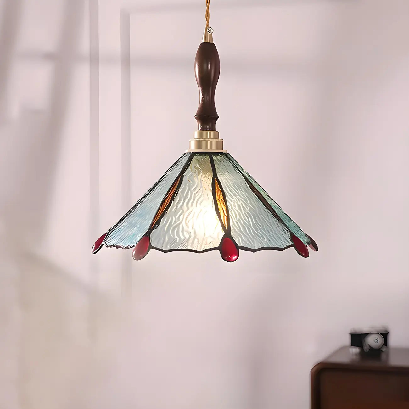 Vintage Glass Cone Pendant Hanging Light for Indoor Decor