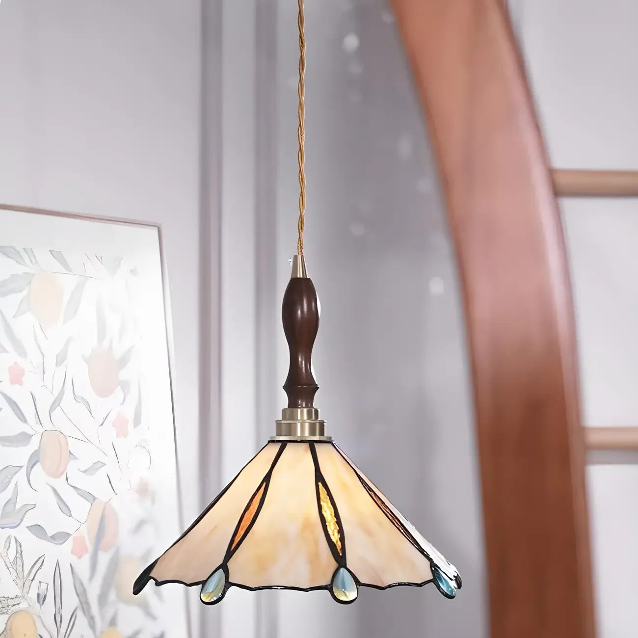 Vintage Glass Cone Pendant Hanging Light for Indoor Decor