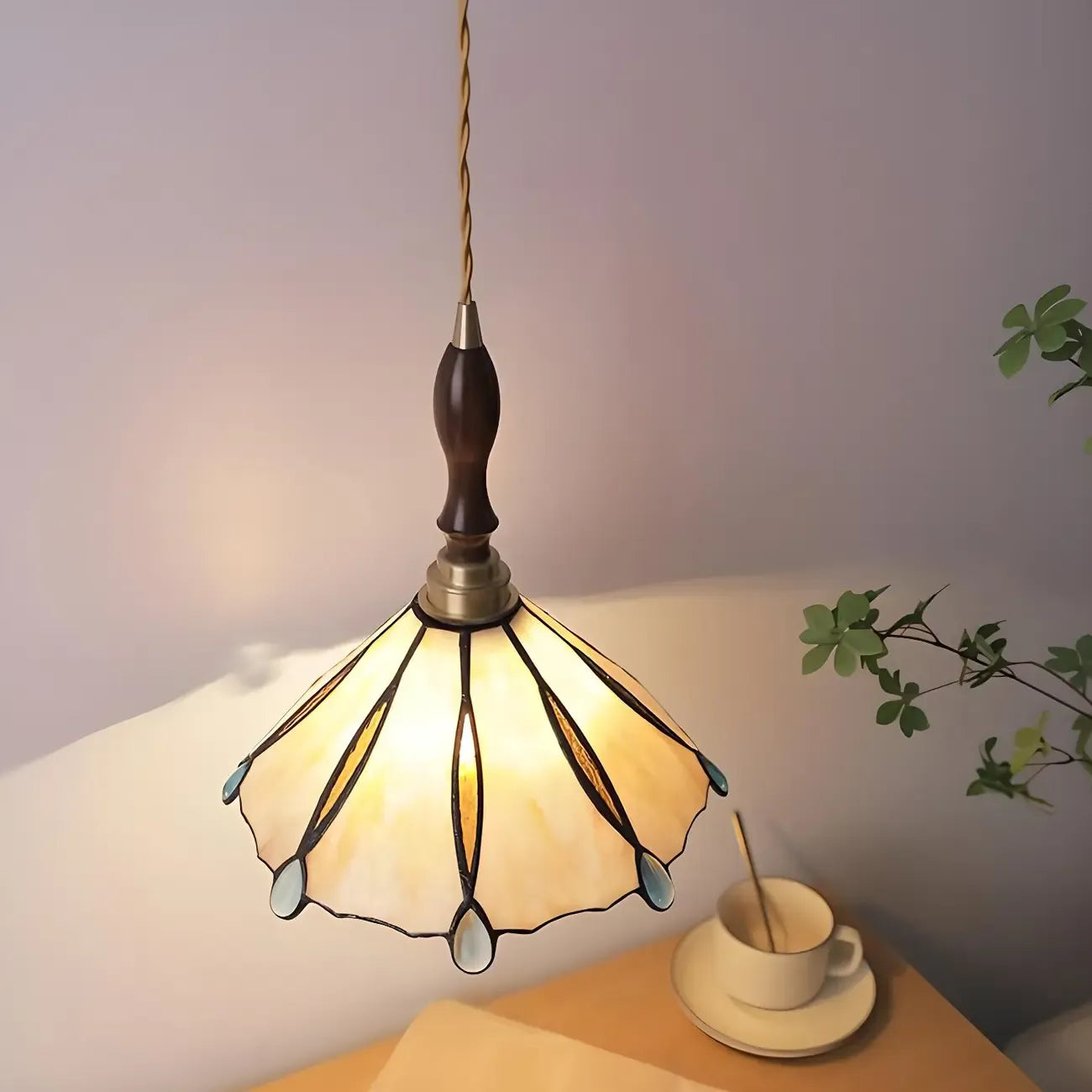 Vintage Glass Cone Pendant Hanging Light for Indoor Decor