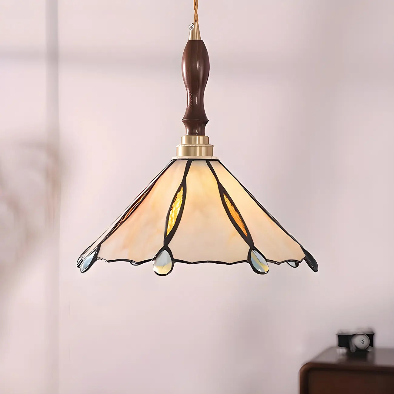 Vintage Glass Cone Pendant Hanging Light for Indoor Decor