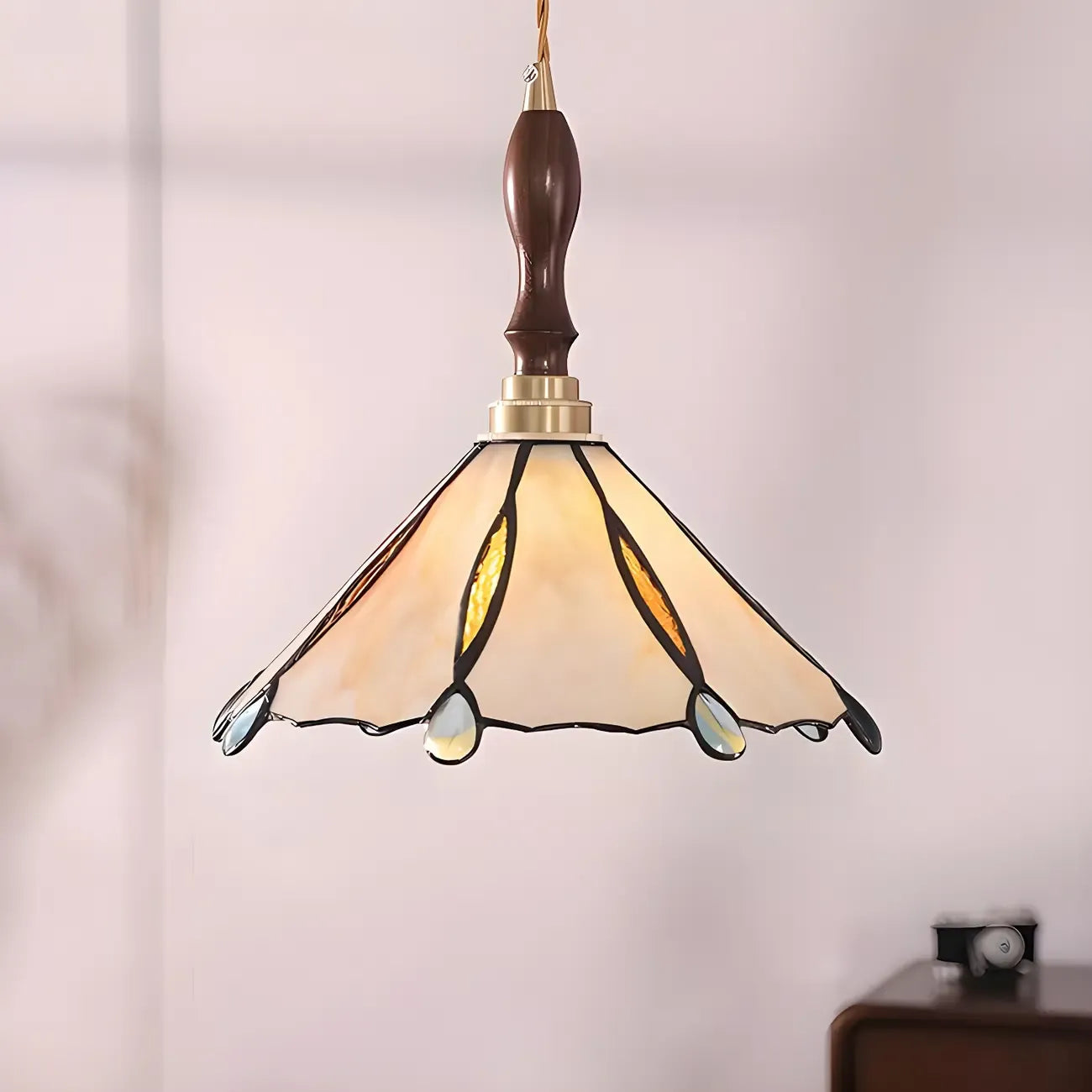 Vintage Glass Cone Pendant Hanging Light for Indoor Decor