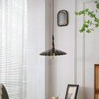 Brown Iron Fluted Cone Round Pendant Light