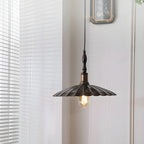Brown Iron Fluted Cone Round Pendant Light