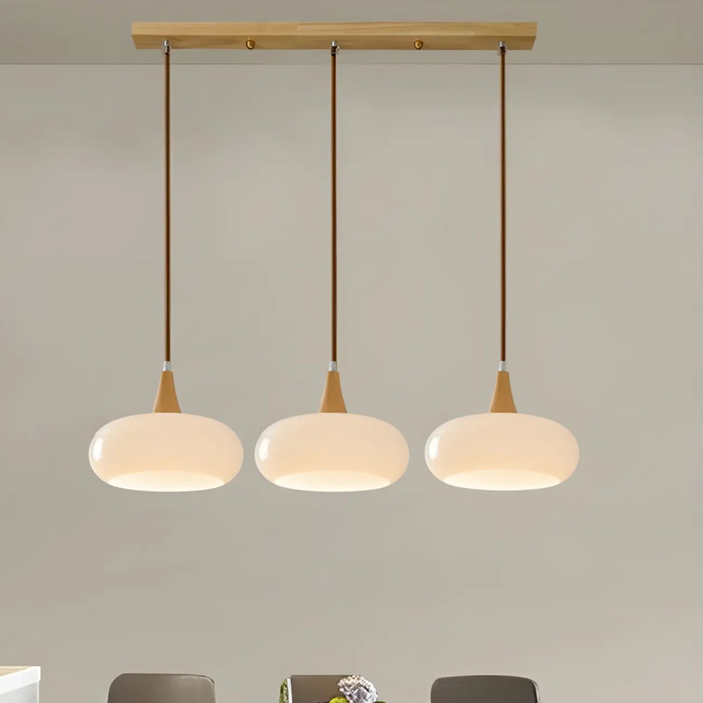 3-Light Drum Glass Island Pendant Light Modern Glass for Kitchen