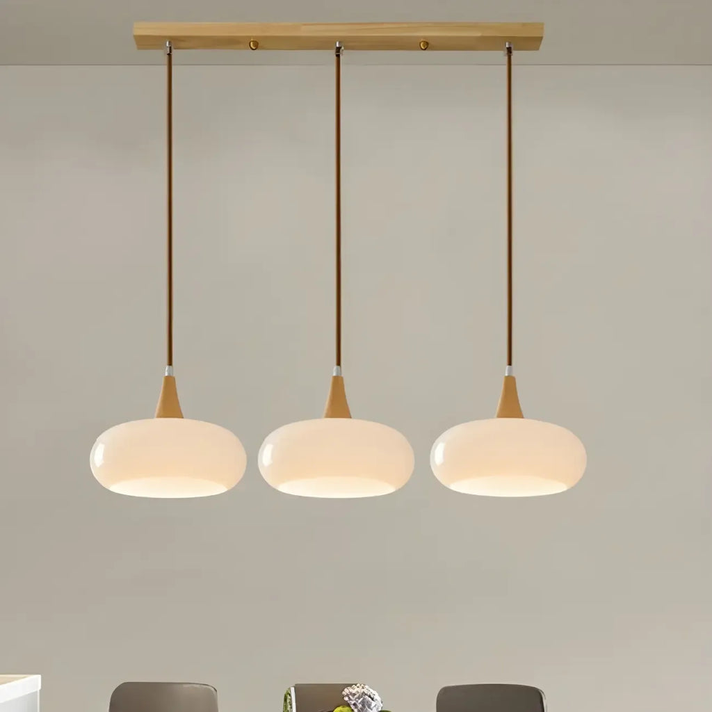 3-Light Drum Glass Island Pendant Light Modern Glass for Kitchen
