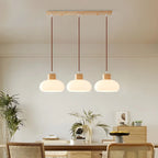 3-Light Drum Glass Island Pendant Light Modern Glass for Kitchen