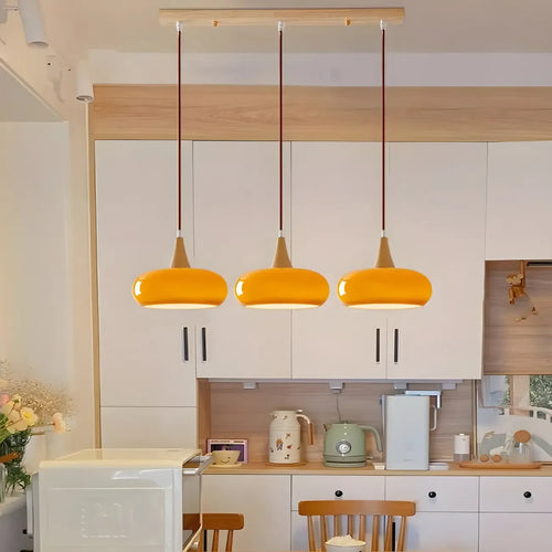 3-Light Drum Glass Island Pendant Light Modern Glass for Kitchen