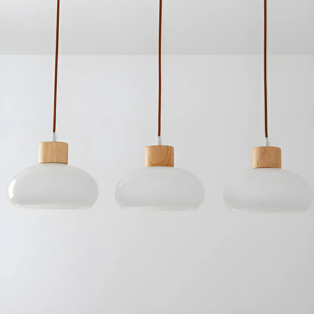 3-Light Drum Glass Island Pendant Light Modern Glass for Kitchen