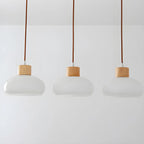 3-Light Drum Glass Island Pendant Light Modern Glass for Kitchen