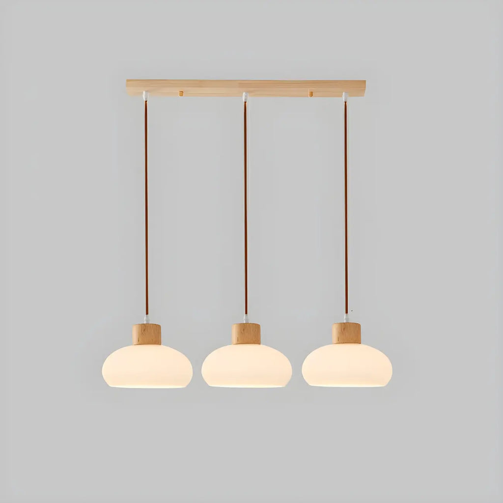 3-Light Drum Glass Island Pendant Light Modern Glass for Kitchen