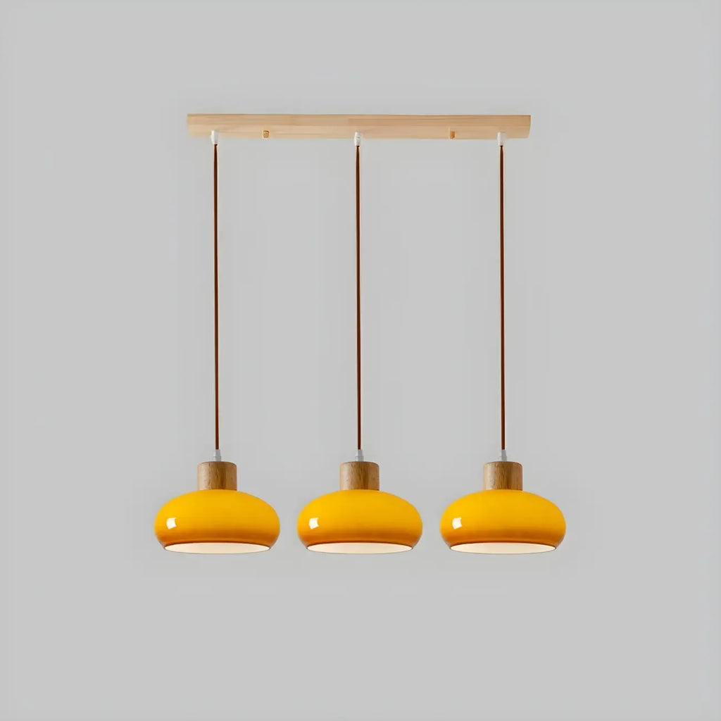 3-Light Drum Glass Island Pendant Light Modern Glass for Kitchen