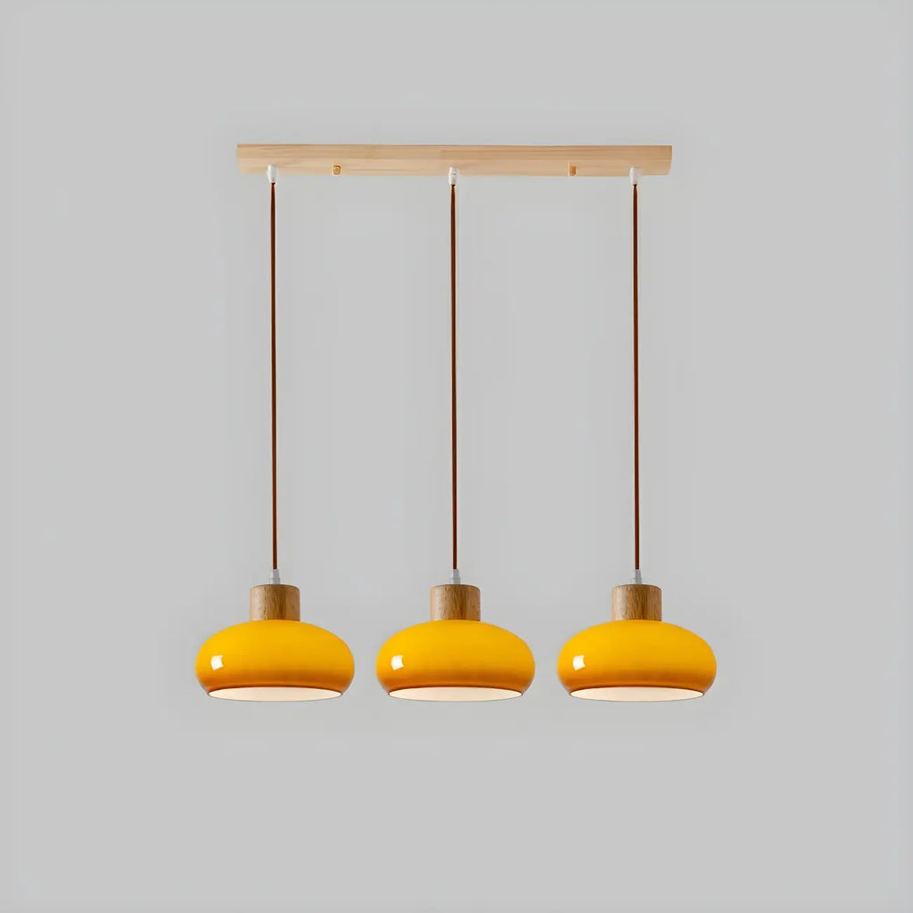 3-Light Drum Glass Island Pendant Light Modern Glass for Kitchen