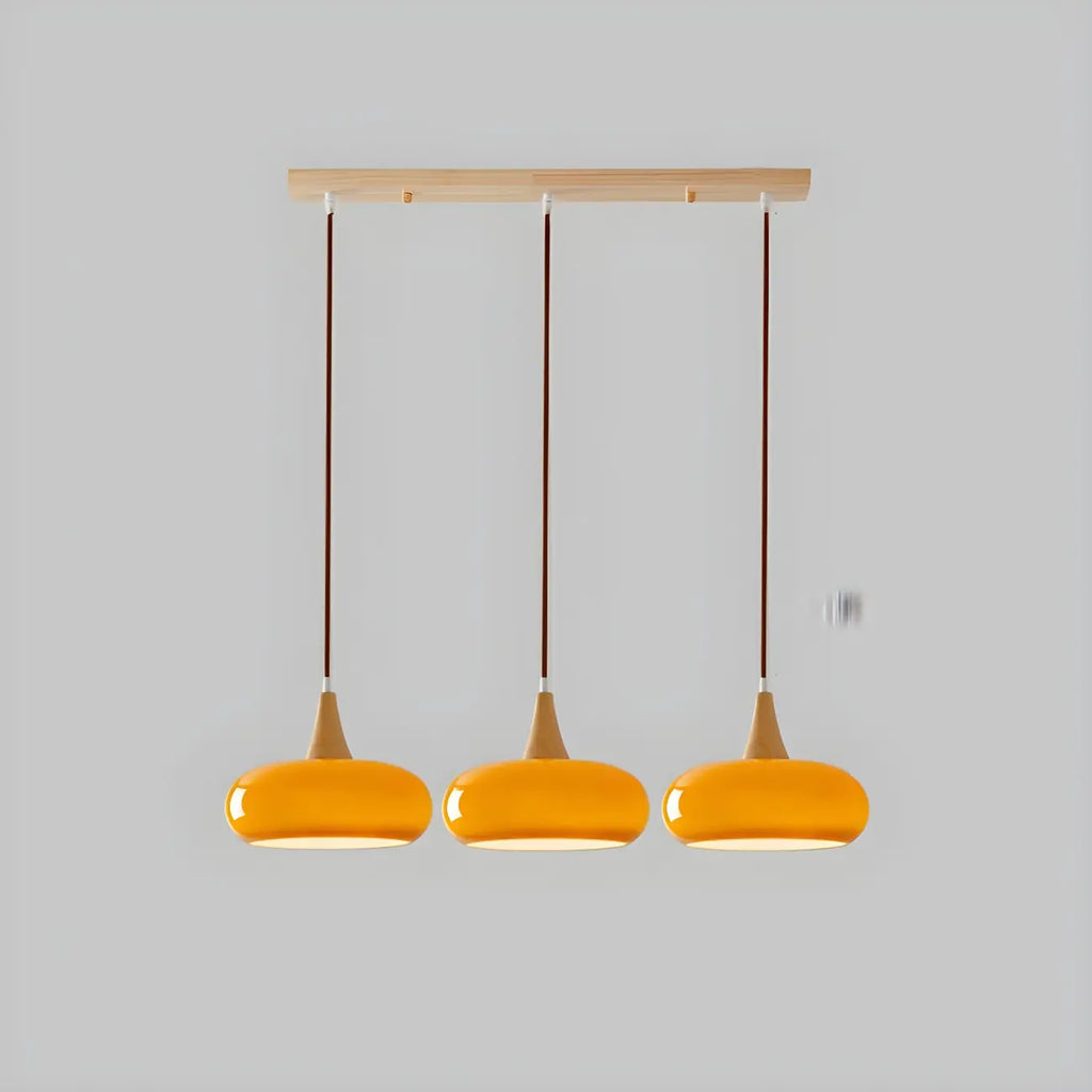 3-Light Drum Glass Island Pendant Light Modern Glass for Kitchen