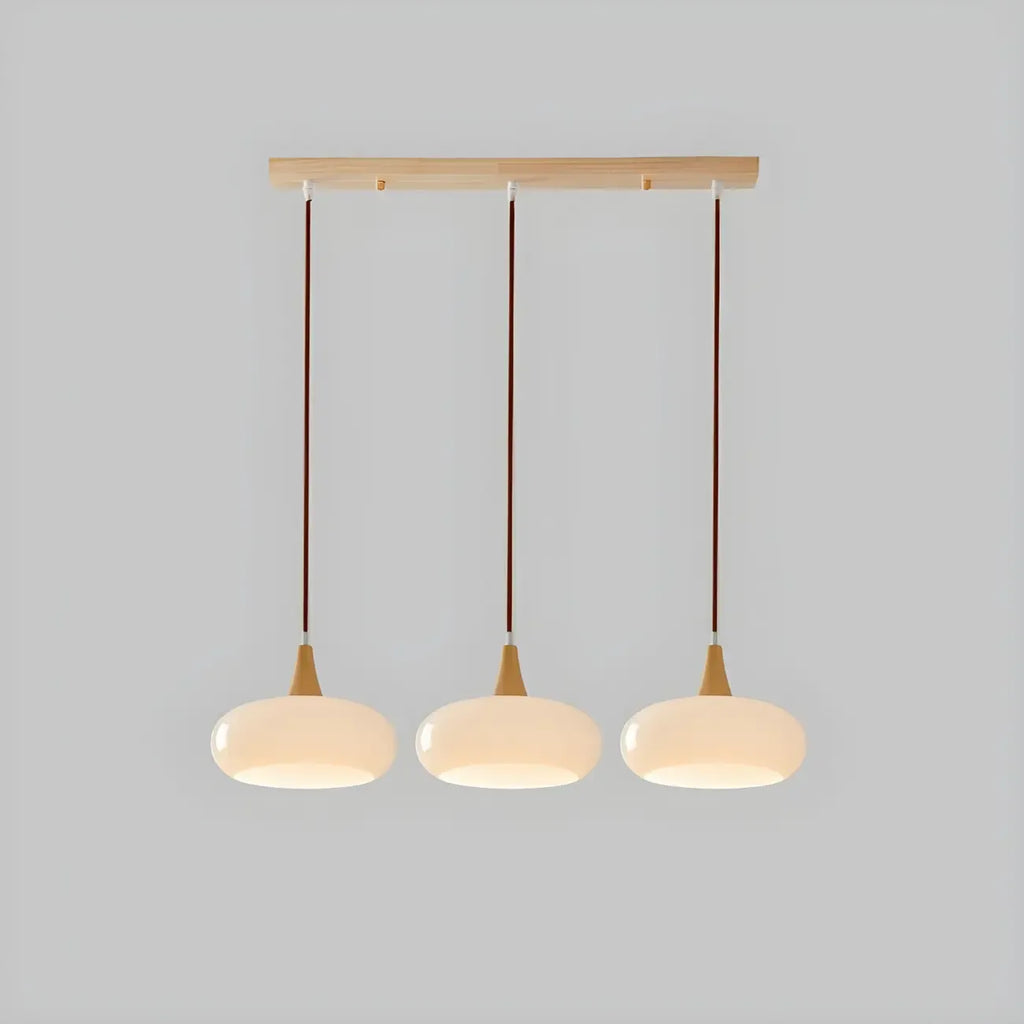 3-Light Drum Glass Island Pendant Light Modern Glass for Kitchen