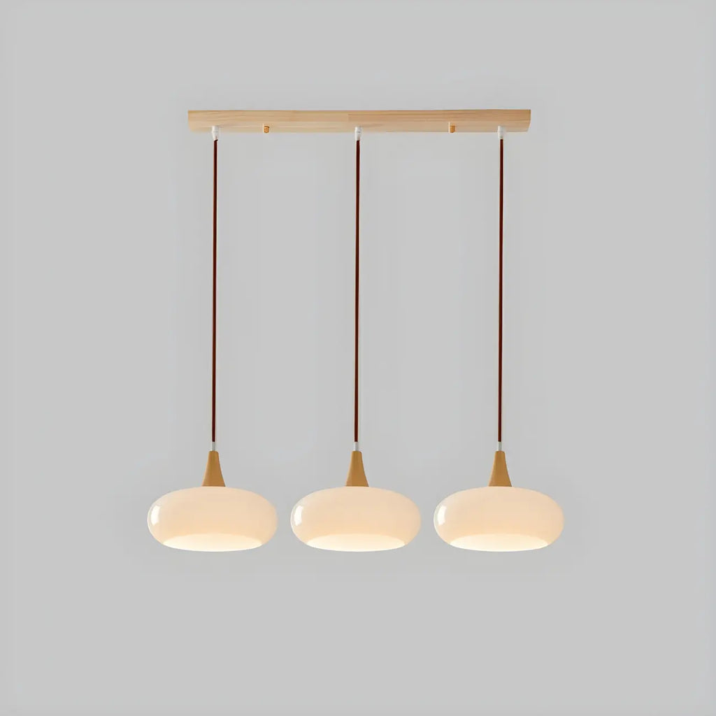 3-Light Drum Glass Island Pendant Light Modern Glass for Kitchen