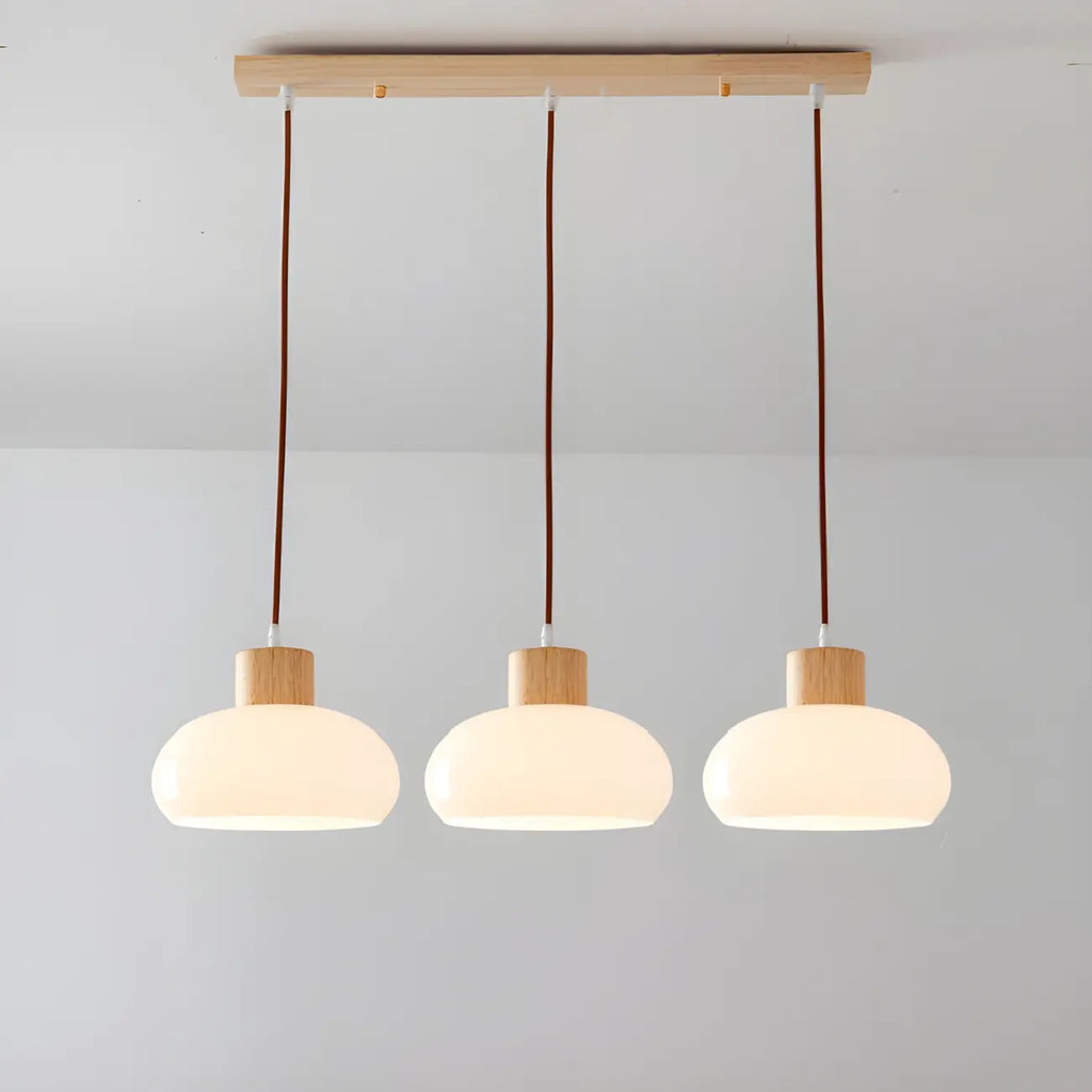 3-Light Drum Glass Island Pendant Light Modern Glass for Kitchen