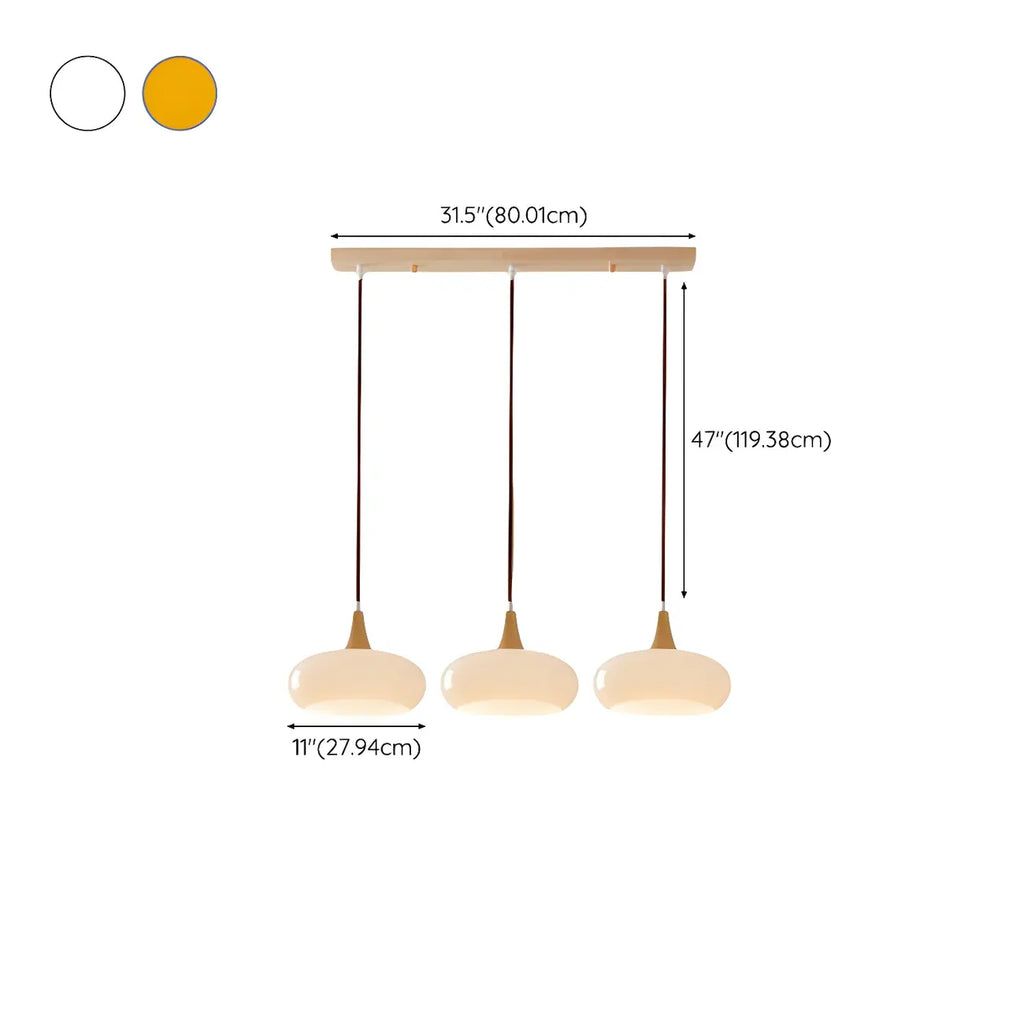 3-Light Drum Glass Island Pendant Light Modern Glass for Kitchen
