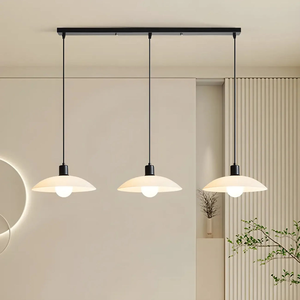 Modern Black Glass Barn LED Island Pendant Light for Kitchen