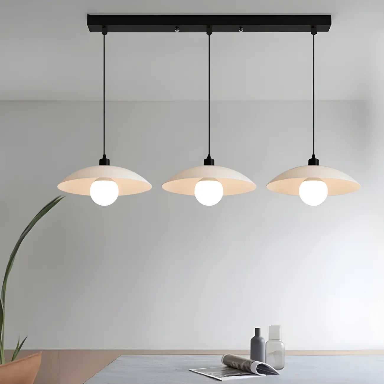 Modern Black Glass Barn LED Island Pendant Light for Kitchen