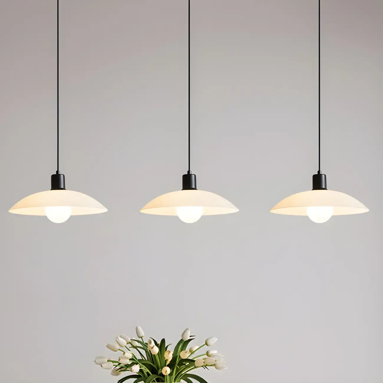 Modern Black Glass Barn LED Island Pendant Light for Kitchen