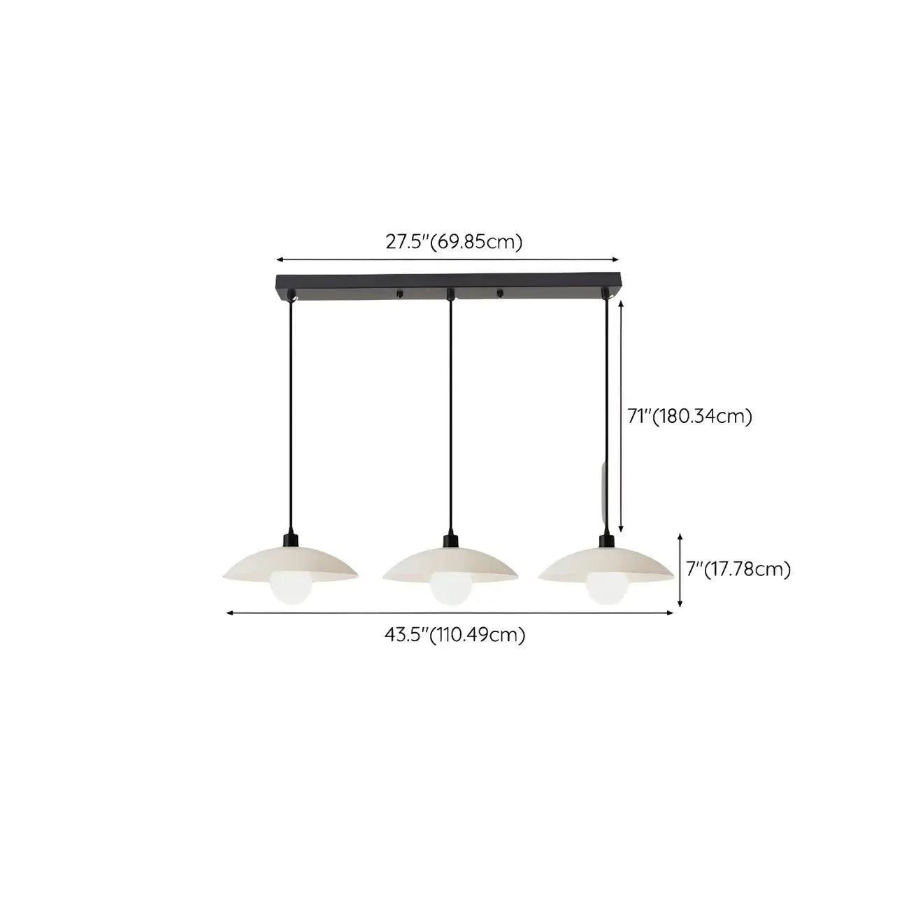 Modern Black Glass Barn LED Island Pendant Light for Kitchen