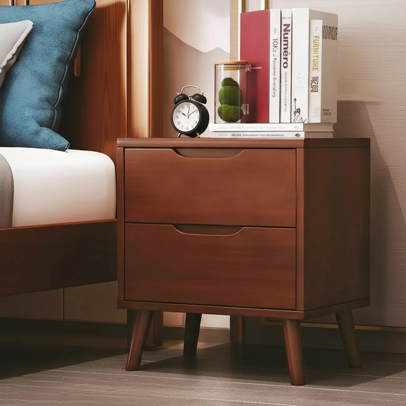 Scandinavian Drawer Storage Wooden 2 drawer Nightstand