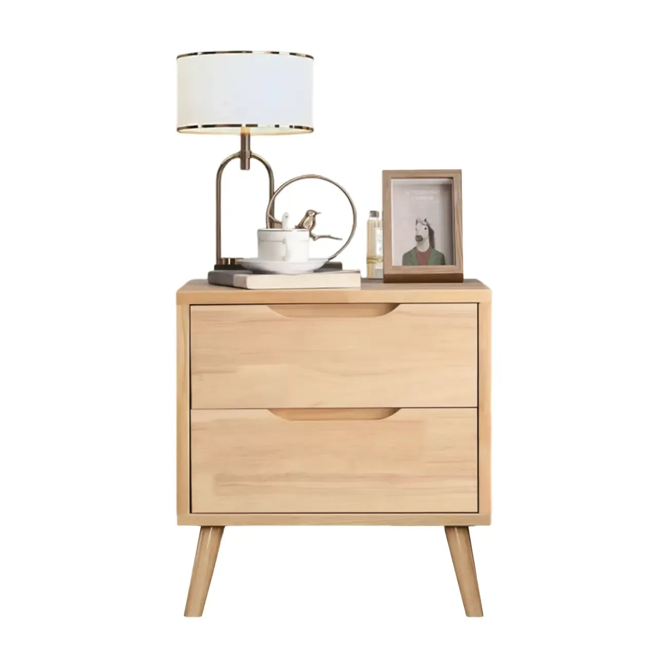 Scandinavian Drawer Storage Wooden 2 drawer Nightstand