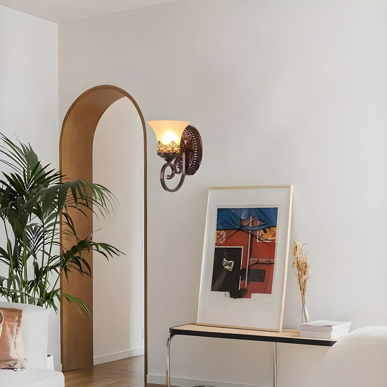 Vintage Bronze LED Wall Sconce with Frosted Glass Shade