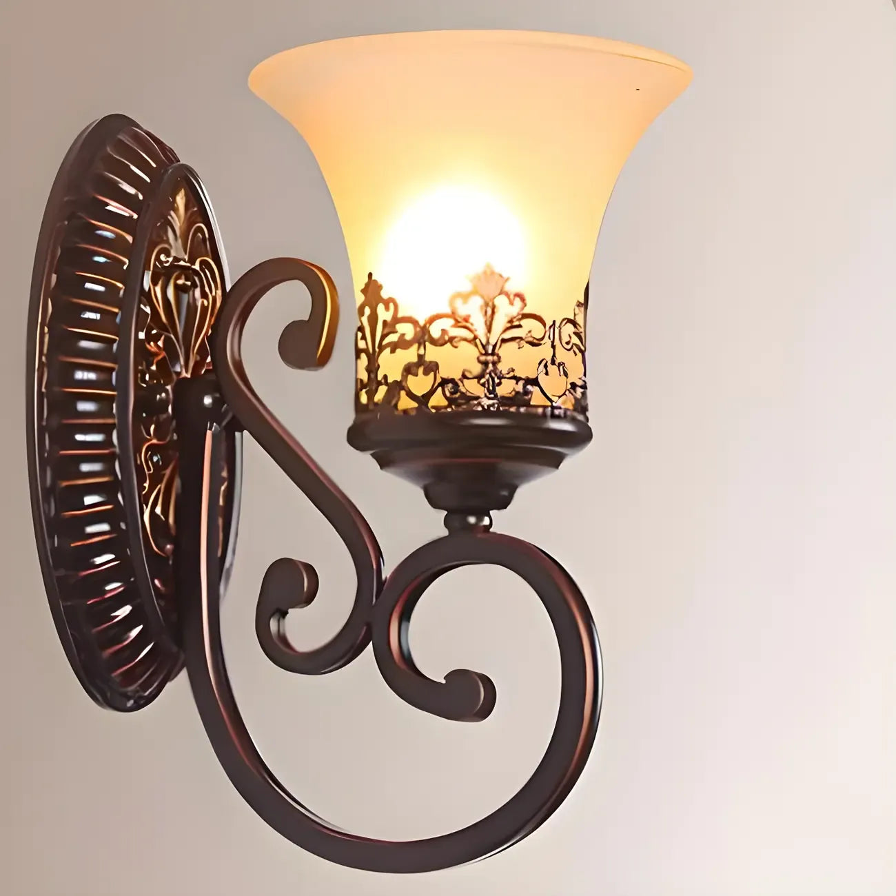Vintage Bronze LED Wall Sconce with Frosted Glass Shade