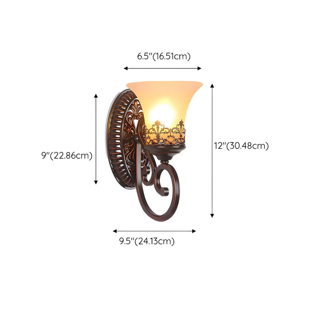 Vintage Bronze LED Wall Sconce with Frosted Glass Shade